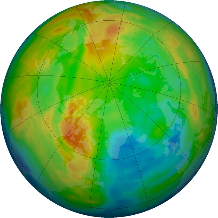 Arctic ozone map for 20 February 1993